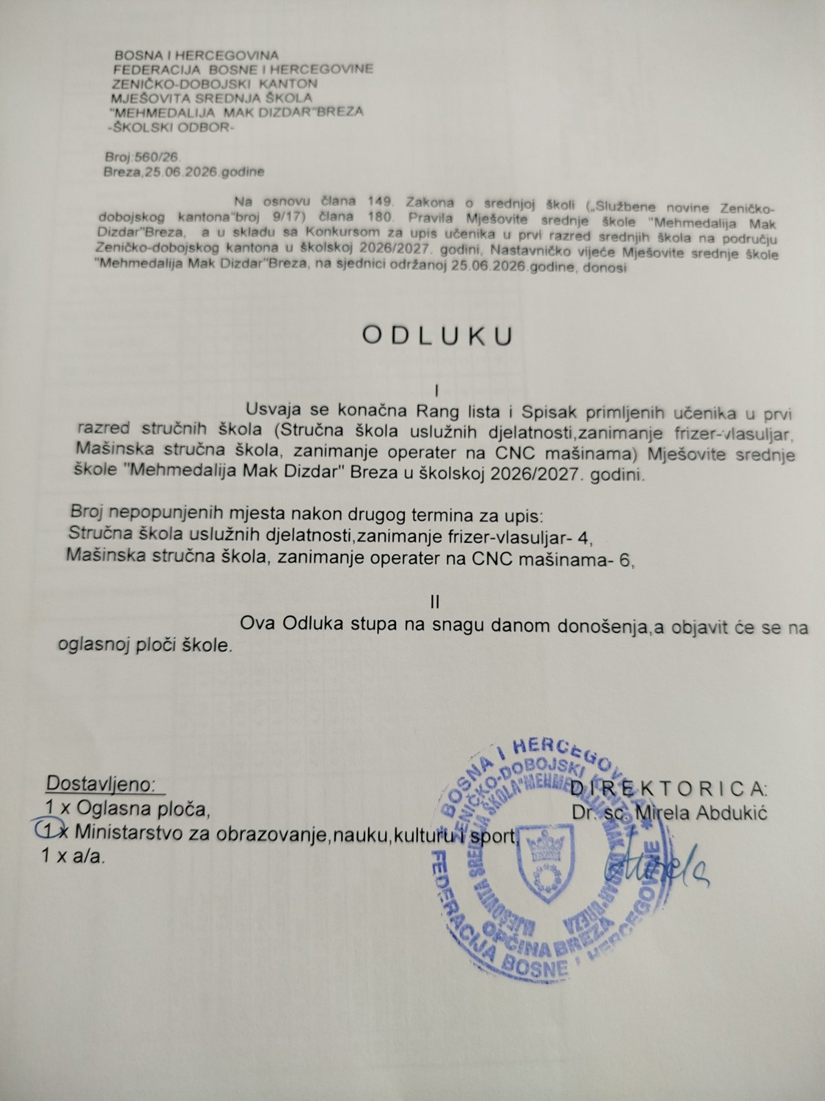 Stručna škola spisak